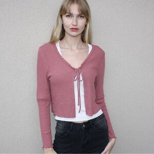 Pink tie up cardigan!